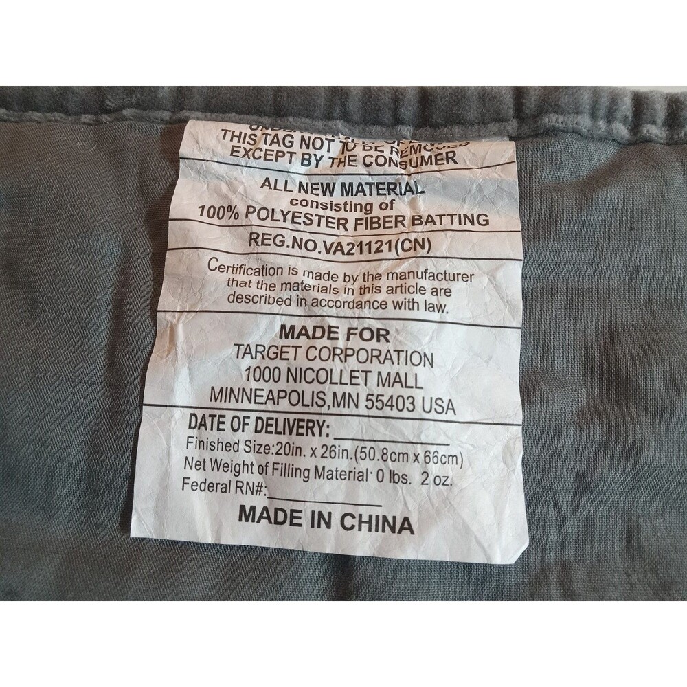 Standard Channel Stitch Velvet Quilt Sham Charcoal - Threshold: Cotton - Picture 6 of 6